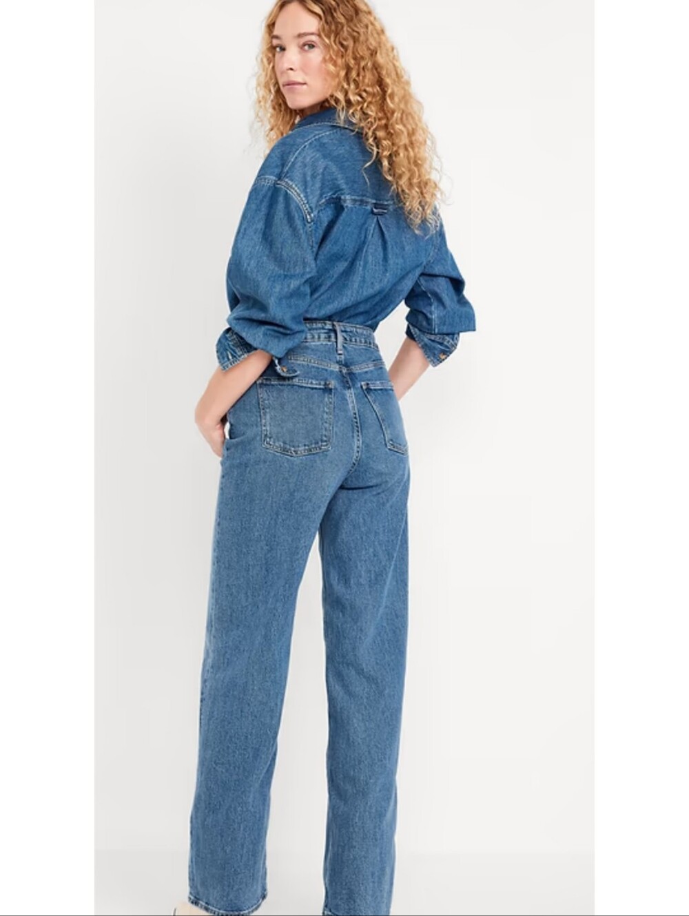 Old Navy Extra High Rise Sky-Hi Wide Leg Jeans  Size 10 - Picture 2 of 12
